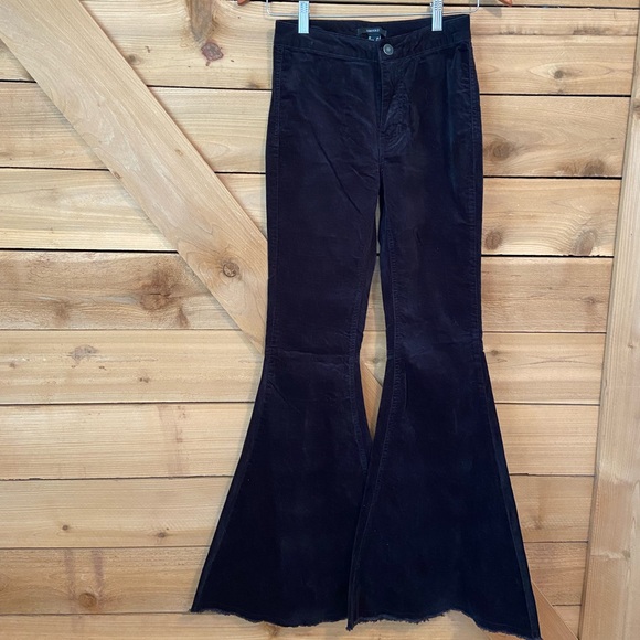 Forever 21 Velour Black Flare Bell Bottoms - Picture 1 of 8